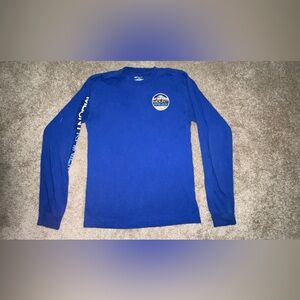 Mount Rainier Long Sleeve Shirt, Blue Graphic Top, Size Small, Vintage